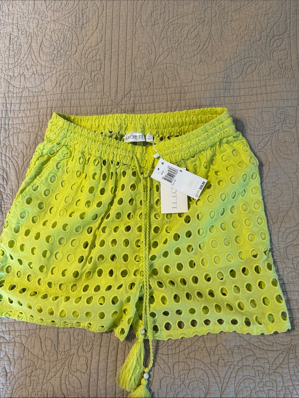 Dotti Lime Eyelet Drawstring Women’s Swim cover up shirts - small